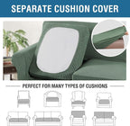 H.VERSAILTEX 4 Piece Stretch Sofa Covers for 3 Cushion Couch Covers for Living Room Furniture Slipcovers (Base Cover Plus 3 Seat Cushion Covers) Upgraded Thicker Jacquard Fabric (Sofa, Loden Frost)