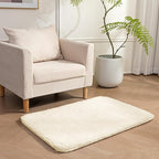 Amazon Basics Fluffy Washable Area Rug, Bedside Shaggy Carpet for Door Entryway, Living Room and Bedroom, 2' W × 3' L, Beige