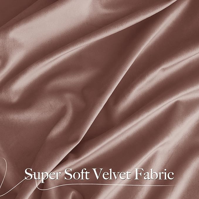NICETOWN Room Darkening Dusty Pink Velvet Curtains 96 inch Length for Sliding Patio Door 2 Panels, 52 x 96 Privacy and Thermal Insulated Noise Reducing Long Window Drapes for Large Sliding Door