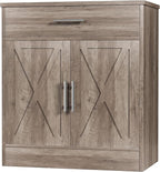 Shintenchi Farmhouse Storage Cabinets with Doors and Shelves,Kitchen Barn Door Storage Cabinet with Drawers,Coffee Bar Cabinet Buffest Sideboard for Dining Room,Living Room,Bathroom,Entryway,Ash Grey
