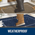 OLANLY Front Door Mat Indoor Outdoor Entrance, Waterproof All-Season, All-Weather Doormat, Sturdy Natural Rubber, Fade Resistant, Low Profile, Easy Clean Patio Porch Entryway Mat, 23.5x15.5, Beige