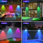Solar Fence Lights Outdoor, 2PK RGB Solar Lights for Outside Backyard, Patio, Deck Fence, Stair Handrail, Pool and Wall