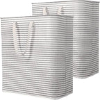 Lifewit 2 Pack Laundry Basket 100L Each, Collapsible Clothes Hamper with Reinforced Handles, Freestanding Waterproof Design for Bedroom and Laundry Room, Grey 200L Total