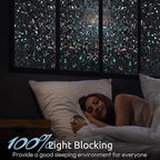 rabbitgoo Window Privacy Film Rainbow Film Decorative Window Sticker, 3D Static Stained Glass Cling Tint for Room Darkening Day Sleep, Black, 35.4 x 78.7 inches