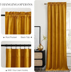 NICETOWN Warm Gold Velvet Curtains 84 inches Long, Room Darkening Drapes for Family Room/Holiday Fete, Rod Pocket Classic Privacy Protect Panels for Summer, Autumn & Winter (1 Pair, 96 inch)