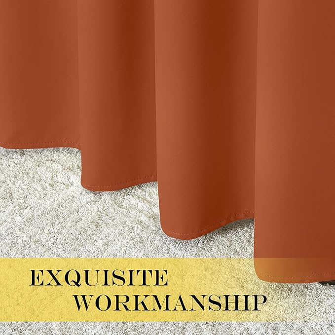 NICETOWN Burnt Orange Sliding Glass Door Curtain - Grommet Extra Wide Window Treatment Thermal Insulated Room Darkening Drape Room Divider for Kids Room/Living Room (W100 x L108, 1 Panel)