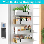 HuggieGems 4 Pack Magnetic Spice Storage Rack Organizer for Refrigerator and Oven, Silver Fridge Organizers and Storage