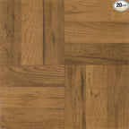 Nexus Self Adhesive 12-Inch Vinyl Floor Tiles, 20 Tiles - 12" x 12", 3 Finger Medium Oak Parquet Pattern - Peel & Stick, DIY Flooring for Kitchen, Dining Room, Bedrooms & Bathrooms by Achim Home Décor