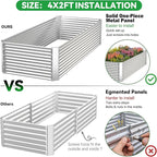 3 Pack Tall 4x2FT Raised Beds for Gardening, Corrugated Galvanized Steel Raised Garden Bed, Outdoor Metal Above Ground Garden Bed for Vegetables and Flowers(Rectangular)