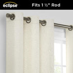 Eclipse Extra Wide Grommet Curtain, Kendall Sliding Patio Door Curtain Panel, Solid Textured Thermal Insulated and Noise Reducing Curtains, (1 Panel), 84 in Long x 100 in Wide, Ivory