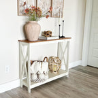 PHI VILLA White Entryway Table, Farmhouse Console Table Narrow Sofa Table Hallway, Ivory Skinny Entry Table