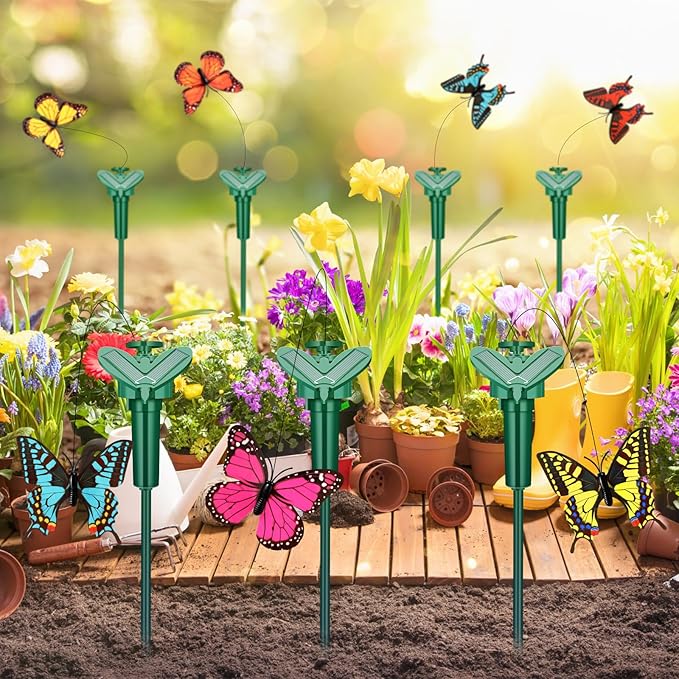 18 Pcs Solar Flying Moving Fluttering Waterproof Garden Stakes Decorations for Home Yard Pathway Garden Landscape Christmas Outdoor Indoor Centerpieces Gift Decorations (Butterfly)