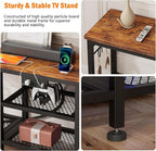 Furologee TV Stand with Power Outlets, Entertainment Center with Open Storage Shelves for TVs up to 55 Inch, Media Console Table with Soundbar Shelf for Living Room, Bedroom, Rustic Brown