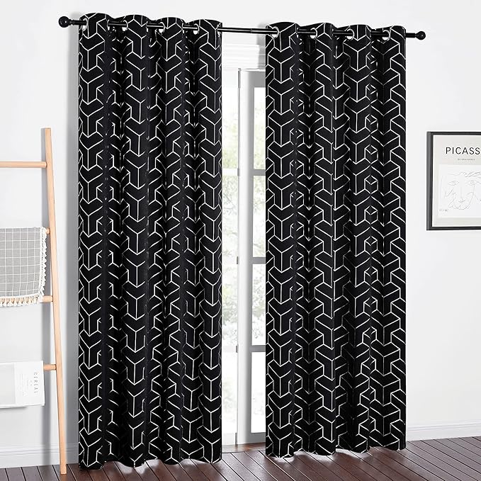 NICETOWN Room Darkening Curtains for Living Room - Easy Care Solid Thermal Insulated Grommet Room Darkening Curtains/Panels/Drapes for Bedroom Decoration (2 Panels, 52 by 84, Greyish White)