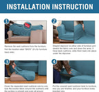 4 Piece Stretch Sofa Covers for 3 Cushion Couch Covers for Living Room Furniture Slipcovers (Base Cover Plus 3 Seat Cushion Covers) Upgraded Thicker Jacquard Fabric (XL Sofa, Storm Blue)