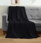 Utopia Bedding Black 100% Cotton Waffle Blanket 300 GSM [King - 90x108 Inch] Soft Lightweight Breathable Bed Blanket for All Season
