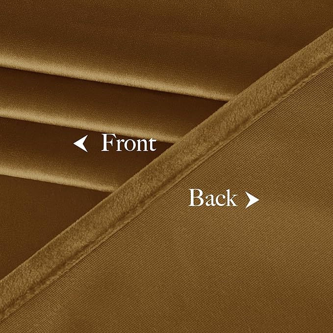 NICETOWN Gold Brown Velvet Curtains for Living Room 84 inches Long, Thick Warm and Smooth Energy Saving Room Darkening Vintage Home Decor, 2 Pieces, 52" W by 84" L