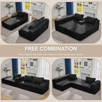 Modular Sectional Sofa Couches L-Shape Couch 3 Seat Modular Sofa Memory Foam Sectional Couches for Living Room, Cloud Couch with Oversized Chaise (Black Stripe, 108" Left Facing Chaise)