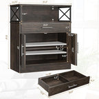 Shintenchi Kitchen Storage Cabinet with Adjustable Shelves and Drawers, Modern Buffet Sideboard, Wood Buffet Cabinet with Doors, Floor Cabinet Cupboard for Coffee Bar Living Room, Dark Brown