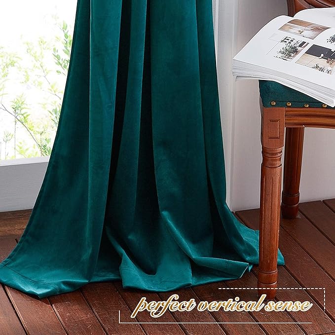 NICETOWN Teal Curtains for Living Room, Rod Pocket Privacy Enhancing Light Control Curtains for Guest Room, Bedroom(2 Panels, 52 inches Wide, 96 inches Long)