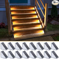 NIORSUN Solar Step Lights 16 Pack - Outdoor Stair Lights with 3000K Warm White & 6000K Cool Daylight, IP67 Waterproof, Auto On/Off, Super Bright for Deck, Patio, Steps