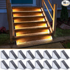 NIORSUN Solar Step Lights 16 Pack - Outdoor Stair Lights with 3000K Warm White & 6000K Cool Daylight, IP67 Waterproof, Auto On/Off, Super Bright for Deck, Patio, Steps