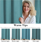 H.VERSAILTEX Linen Blackout Curtains Durable Thick Textured Linen Look 100% Blackout Patio Door Curtain Anti Rust Grommet Extra Wide Sliding Door Curtain Panel, W100 x L96 inch - Teal