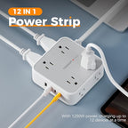 TESSAN Surge Protector Power Strip, 5 Ft Flat Plug Extension Cord with 4 USB (2 USB C) 8 Outlets, 1250W, 900J Protection, 3 Sided Outlet Extender with Power Switch for Office, Dorm Room, Grey
