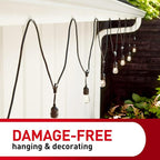 Command Outdoor Light Clips, 20 Clear Clips and 24 Command Strips, Damage-Free Hanging Outdoor Light Clips with Weather Resistant Strips, Wall Clip for Hanging Outdoor Lights and Cable Management