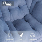 Tiita Lazy Chair with Ottoman, Blue Modern Large Accent Armchair, Comfy Leisure Sofa Reading Chair with Footrest for Bedroom, Living Room, Dorm Rooms, Garden, Plush Light Blue