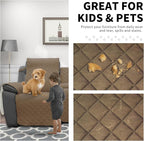 Easy-Going Loveseat Recliner Cover with Console, Reversible Couch Cover for Living Room, Split Sofa Cover for Each Seat with Elastic Straps for Kids, Dogs, Pets(2 Seater, Camel/Ivory)