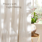 NICETOWN Linen Curtains 84 inches Long, Grommet Thick Flax Linen Privacy Assured with Light Filtering Window Treatments for Bedroom/Living Room, Vannila, W55 x L84, 2 Panels