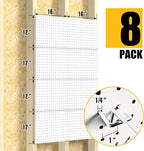 Peg Board, 8 Pack Metal Pegboard Panels with 50 Hooks, White Pegboards Wall Organizer, Peg Board for Walls Home, Garage Tool Storage, Office Organization, Craft Room,Christmas Gifts