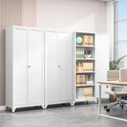 75" Kitchen Pantry Cabinet, White Metal Storage Cabinet with Doors and 4 Adjustable Shelves, Tall Metal Pantry Cabinets, Large Cupboard for Kitchen, Dining Living Room, Bathroom, Office