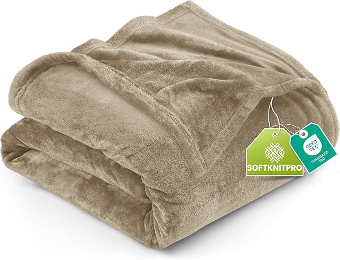 Utopia Bedding Fleece Blanket Queen Size Camel (90x90 Inches) Ultra Soft Warm Lightweight Microfiber Breathable Anti-Static Cozy Winter Bed Blanket, All-Season Home Decor Gift for Men & Women