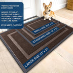 OLANLY Front Door Mat Indoor Outdoor Entrance, Waterproof All-Season, All-Weather Doormat, Sturdy Natural Rubber, Fade Resistant, Low Profile, Easy Clean Patio Porch Entryway Mat, 33x21, Dark Brown