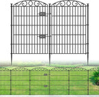 No Dig Decorative Garden Fence 6 Panel with Gate - 36in H x 12ft L, Tall Animal Barrier for Dogs Rabbits, Rustproof Metal Wire Panels for Yard, Patio, and Outdoor Border Use