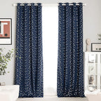 NICETOWN Blackout Curtain Panels 84 inches Long, Window Treatment Foil Printed Diamond Pattern Thermal Insulated Grommet Blackout Drapes for Living Room/Office/Guest Room(Navy, 1 Pair, 52 inches Wide)