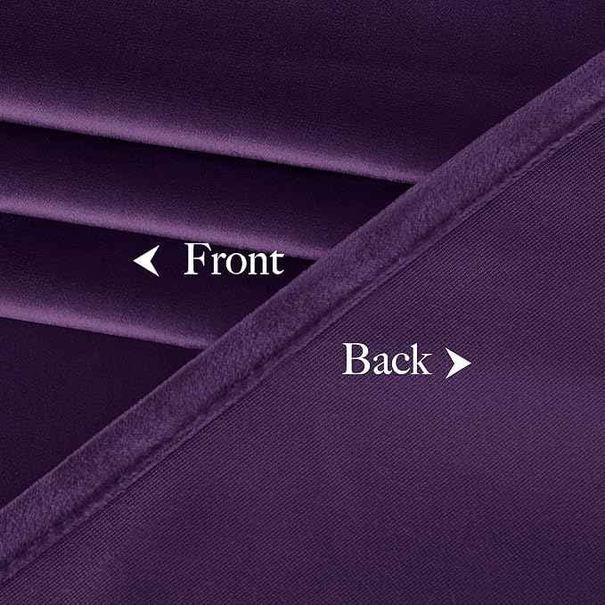 NICETOWN Purple Blackout Curtains for Backdrops, Thermal Insulated Noise Reducing Velvet Curtains for Film, Extra Long Window Curtains for Large Door Windows (2 Panels, 52-inch Wide x 120-inch Long)