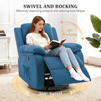 Recliner Chair, 360 Swivel Rocker Chair for Adults, Small Rocking Recliner for Small Spaces, Upholstered Fabric Glider Recliner Nursery