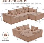 110” Cloud Sectional Couch, Boneless Sofa for Living Room, Modular Sectional Sofa with Deep Seat, Comfy Fluffy Couch with L-Shaped Chaise, No Assembly Required (Right-Facing Chaise, Camel)