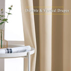NICETOWN 80 inch Curtains Privacy for Doorway - Thermal Insulated Grommet Window Treatments Room Darkening Sound Reducing for Bedroom/Home Office (Biscotti Beige, Set of 2, W46 x L80)