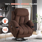 Power Lift Recliner Chair for Elderly with Vibration Massage and Lumbar Heating, Electric Lift Recliner Single Sofa with Side Pocket, Two Cup Holders and USB Charge Port for Living Room