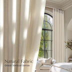 NICETOWN Bone White Linen Sheer Bedroom Curtains, Grommet Thick Flax Semi Sheer Window Treatments Privacy Assured with Light Filtering for Living Room, W55 x L96, 2 Panels