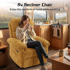 Recliner Chair, Swivel Rocker Recliner Chair for Adults, Small Recliners for Small Spaces, Upholstered Manual Recliner with Side Pockets, Nursery Rocking Chair for Living Room, Chenille, Yellow