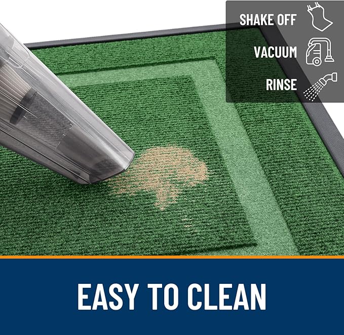 OLANLY Front Door Mat Indoor Outdoor Entrance, Waterproof All-Season, All-Weather Doormat, Sturdy Natural Rubber, Fade Resistant, Low Profile, Easy Clean Patio Porch Entryway Mat, 47x17, Green