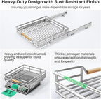 Pull out Cabinet Organizer, 15"W X 21"D, Heavy Duty Smooth Sliding Under Cabinet Shelves for Pots and Pans, Full-Extension Roll out Drawers, Slide out Organization for Home Kitchen Pantry