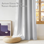NICETOWN Faux Linen Greyish White Blackout Curtains 84 inches Long for Living Room - Privacy Panels for Bedroom, Modern Farmhouse Style Easy Care Grommet Top, 2 Panels, W52 by L84