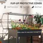 Outsunny Raised Garden Bed with Flip-Up Greenhouse Cover, Elevated Planter Box with Legs and Drainage Hole for Vegetables Flowers Herbs, 39.4" x 18.9" x 48.8", Black
