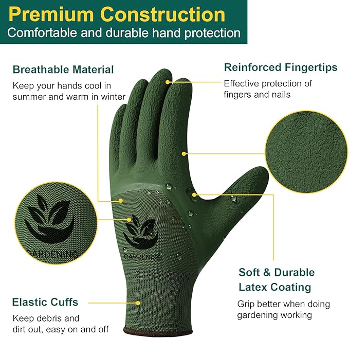 Trifabricy Gardening Gloves for Women, Breathable leather Garden Gloves with Grip, Thorn-Proof Puncture-Resistant Work Gloves